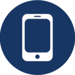mobile phone icon in a dark blue circle for virtual office new orleans